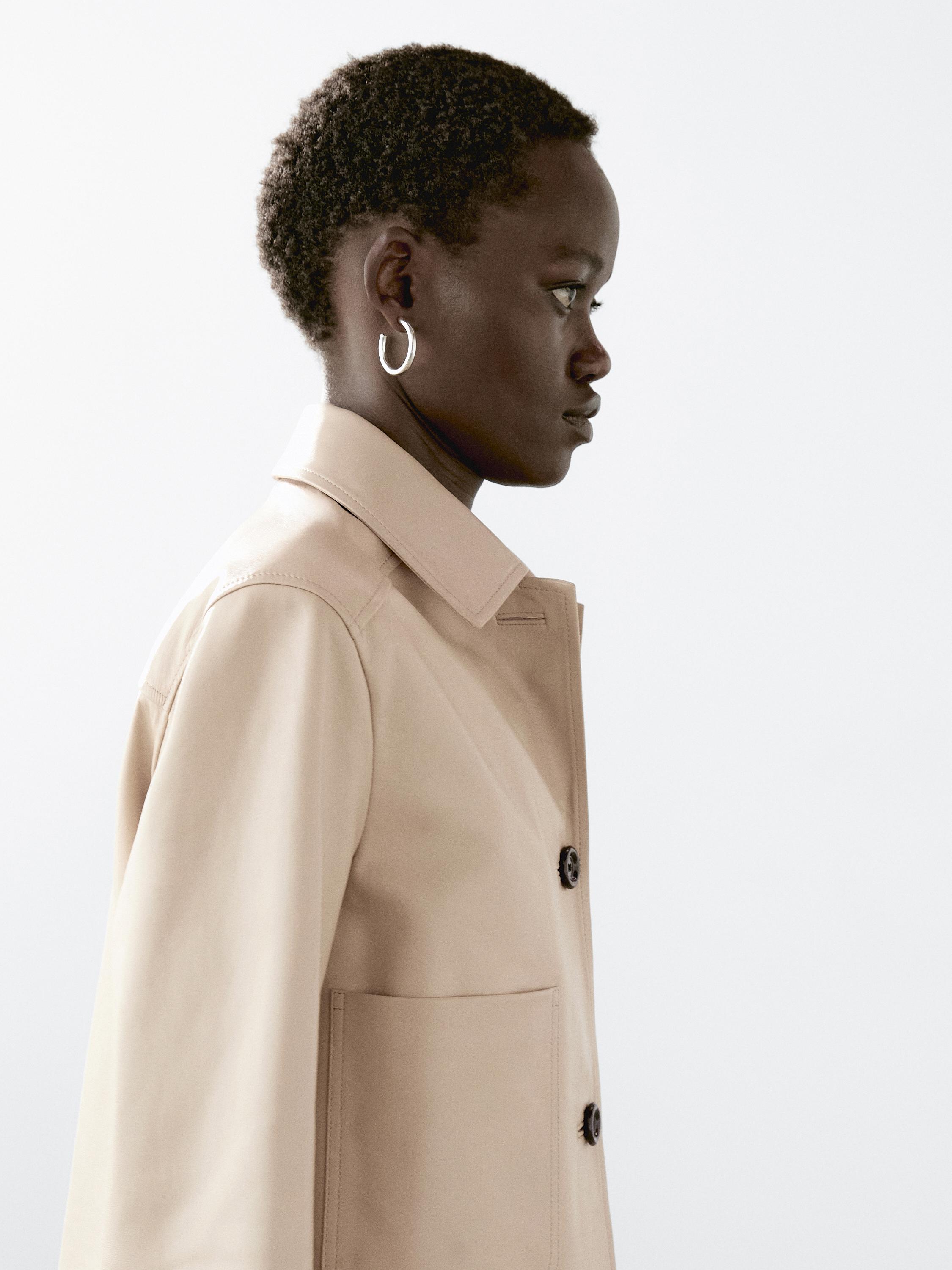 Cropped nappa leather jacket